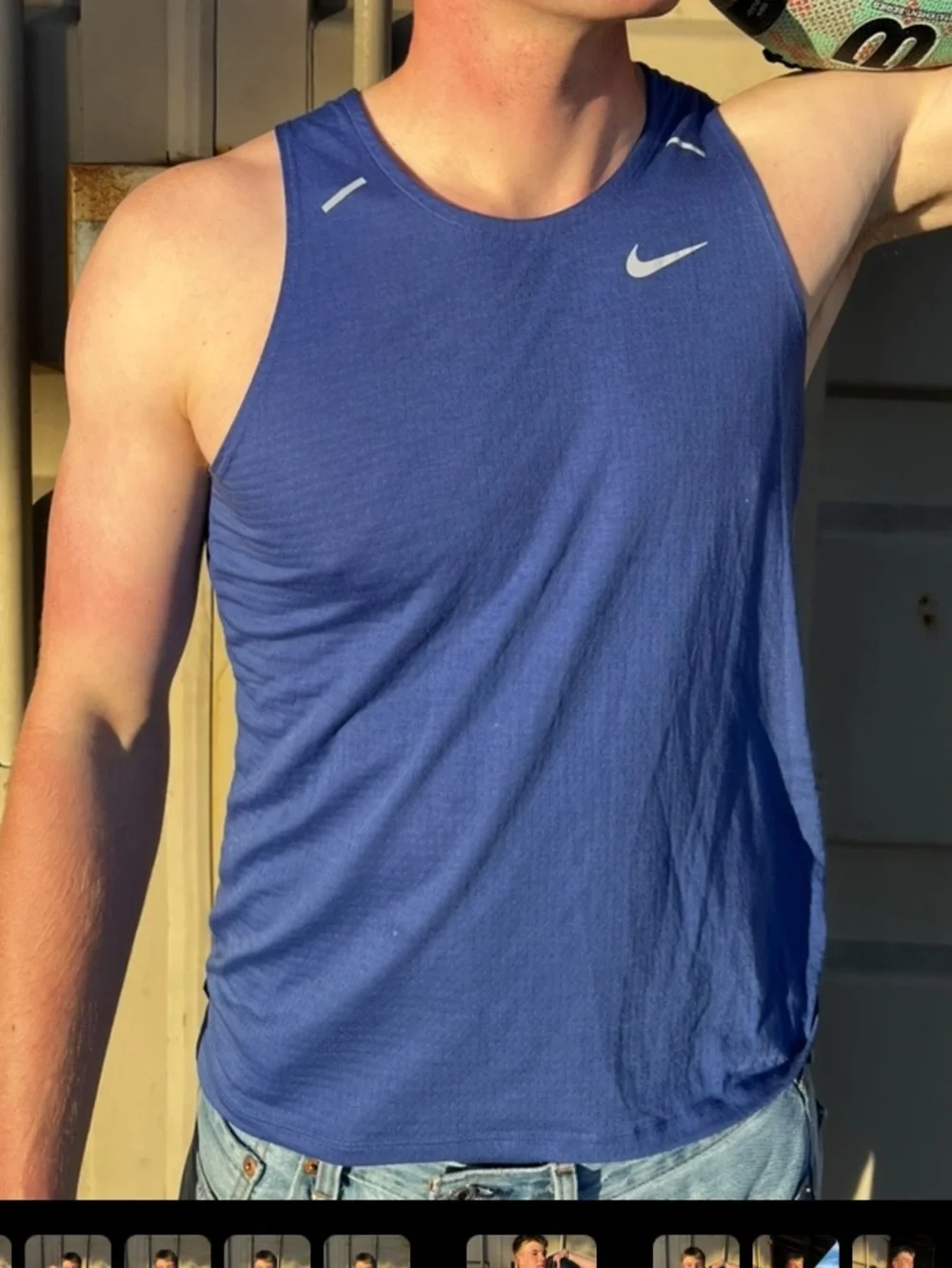 Nike Men’s Royal Blue Performance Tank Top AJ7562 MILLER DRI FIT RUNNING SHIRT